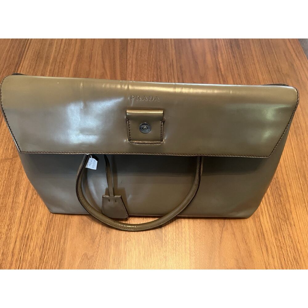 Prada Spazzolato Glossy Matte Gray Patent Leather - Picture 7 of 13